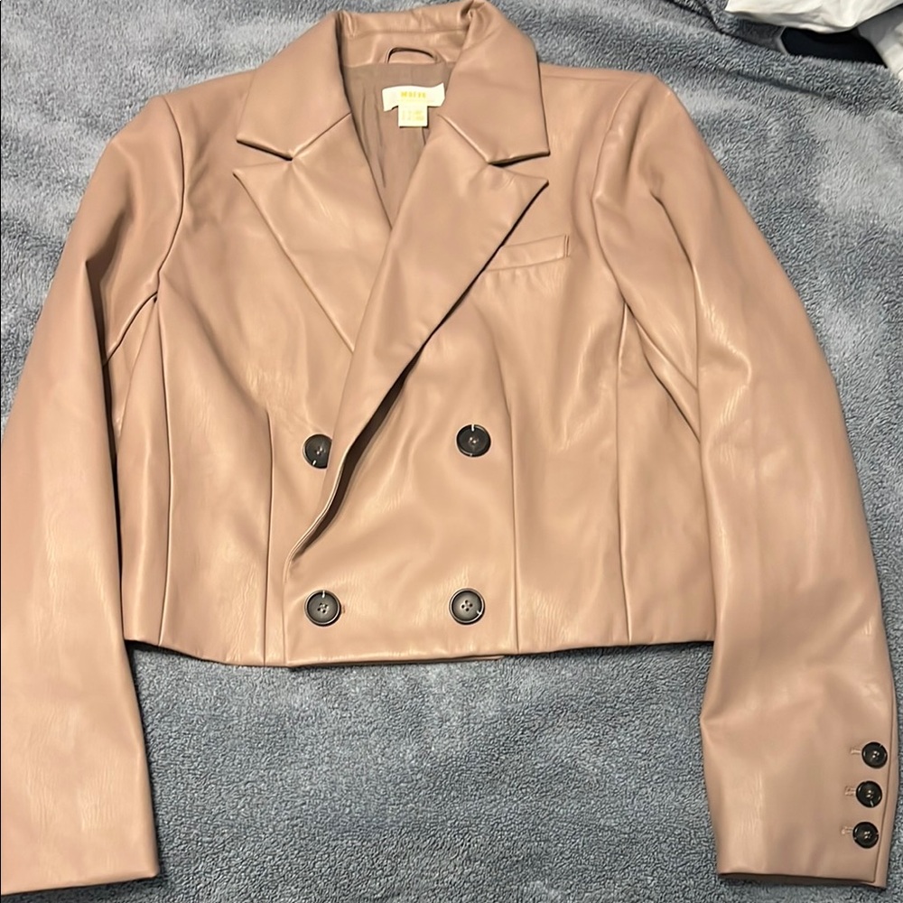 Maeve by Anthropologie Tan Blazer with Classic Lapel and Structured Shoulders